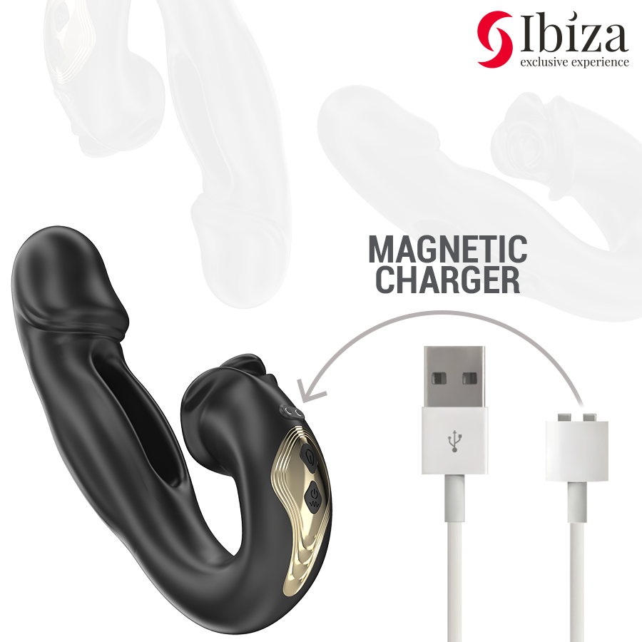 IBIZA - VIBRADOR ROSA COM EFEITO DE FLICKING E ESTIMULADOR DE CLITÓRIS