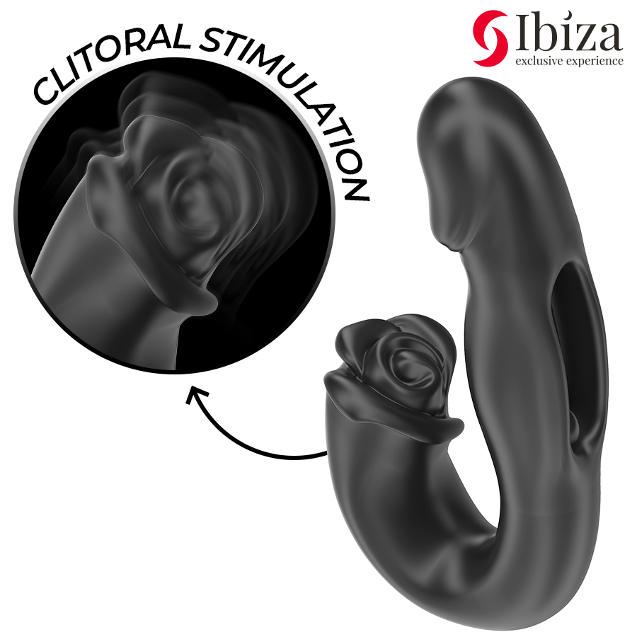 IBIZA - VIBRADOR ROSA COM EFEITO DE FLICKING E ESTIMULADOR DE CLITÓRIS