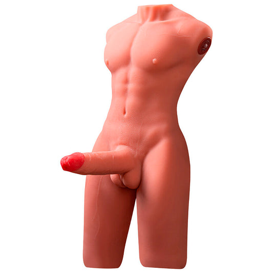 XISE - JASON MEIO CORPO MASCULINO REALISTA COM FUNÇÃO DE EMPURRAR E VIBRAR 55 CM