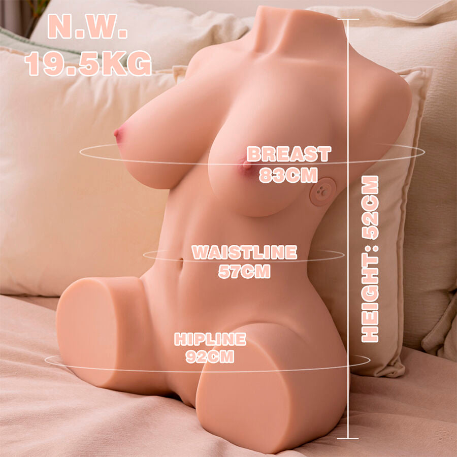 XISE - DANIA, TORSO FEMININO VIBRATÓRIO REALISTA COM EMPURRAÇÃO, 52 CM