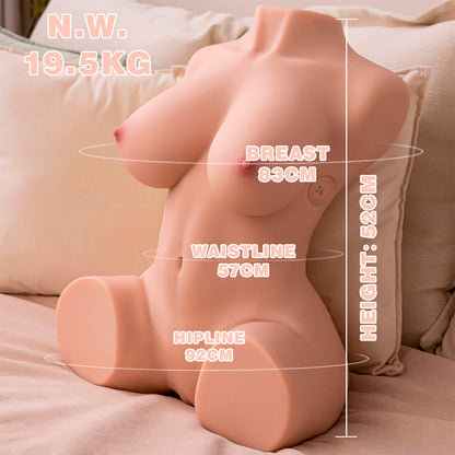 XISE - DANIA, TORSO FEMININO VIBRATÓRIO REALISTA COM EMPURRAÇÃO, 52 CM