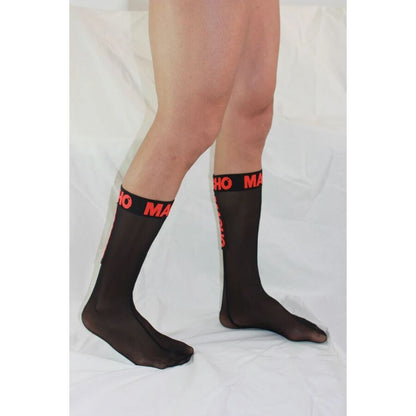 MACHO - MEIAS FINAS TAMANHO ÚNICO PRETO/VERMELHO
