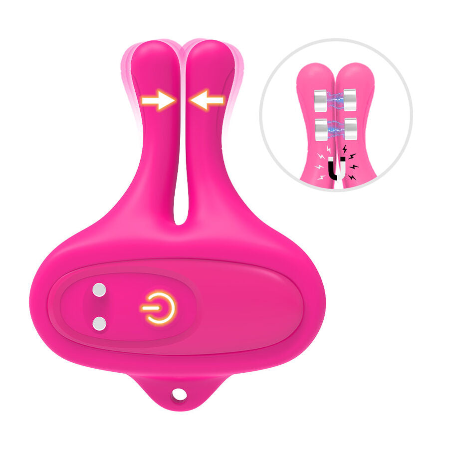 ARMONY - GRAMPOS MAGNÉTICOS DE MAMILOS COM VIBRAÇÃO EM FORMA DE COELHO ROSA