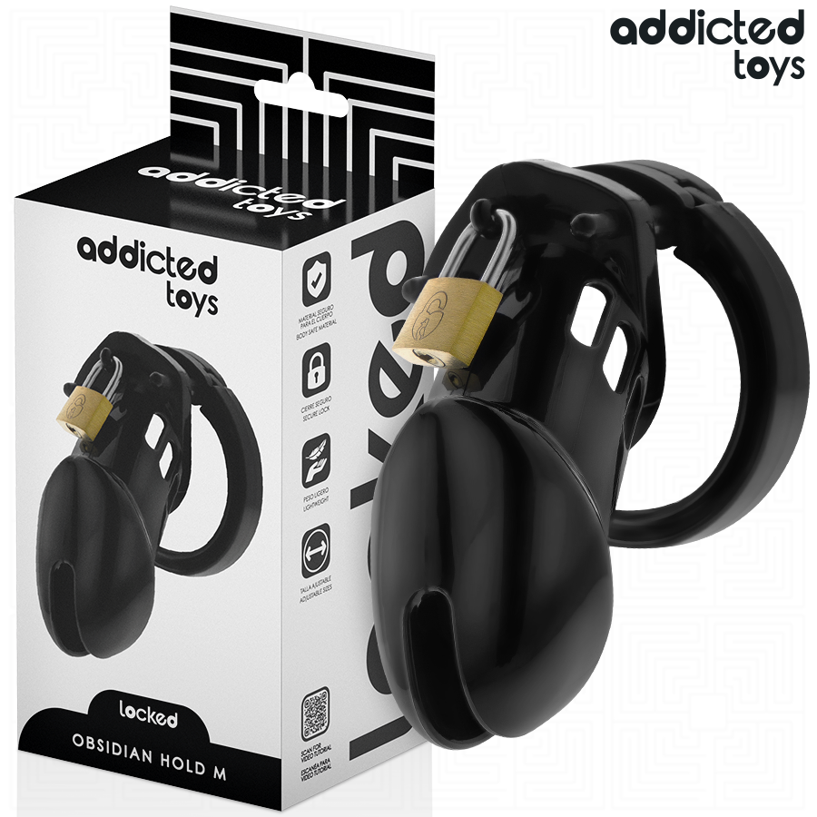 ADDICTED TOYS LOCKED - GAIOLA DE PÊNIS DE OBSIDIANA TAMANHO M