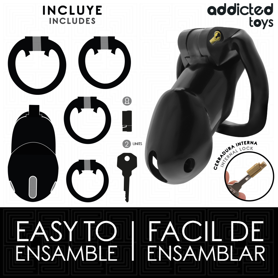 ADDICTED TOYS LOCKED - GAIOLA PENIANA MINDNIGHT CELL, TAMANHO L