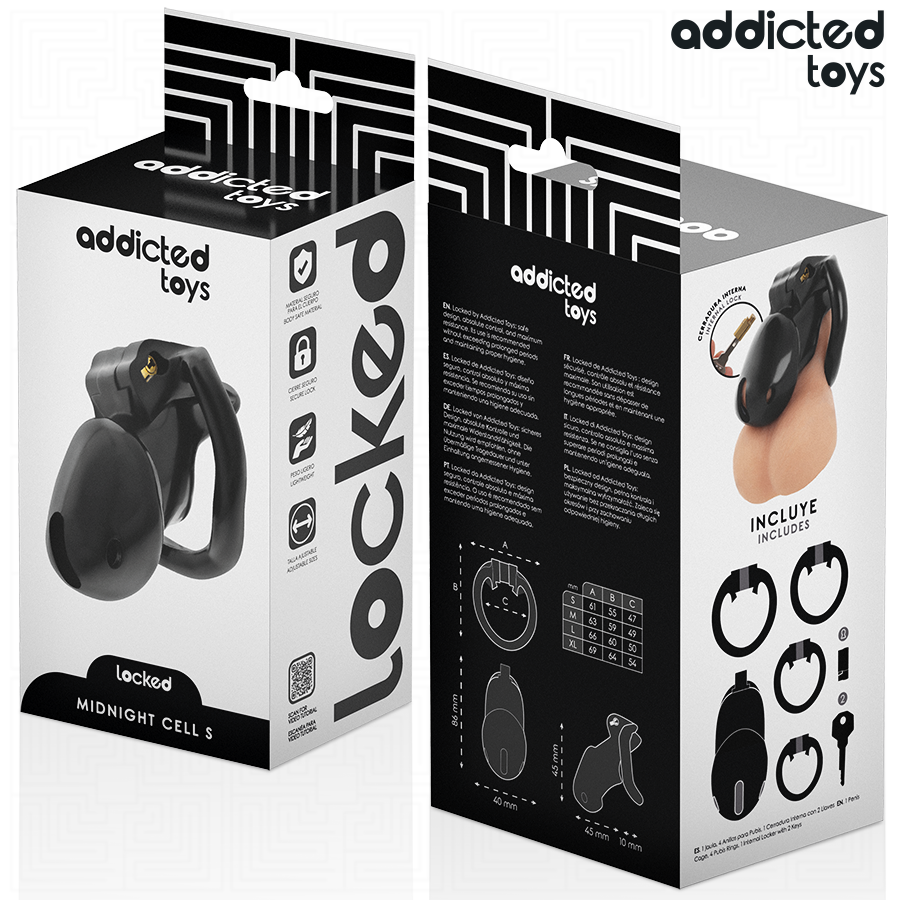 ADDICTED TOYS LOCKED - GAIOLA PENIANA MINDNIGHT CELL TAMANHO S