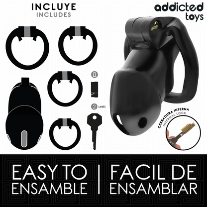 ADDICTED TOYS LOCKED - GAIOLA PENIANA MINDNIGHT CELL, TAMANHO M