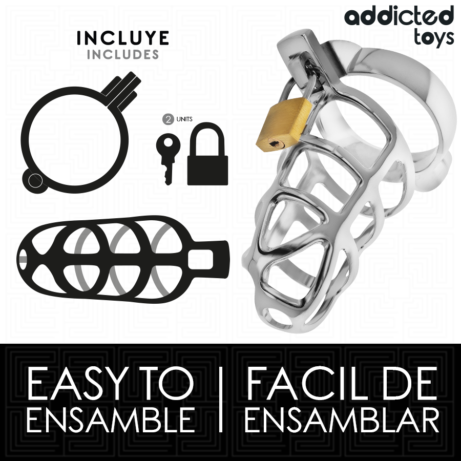 ADDICTED TOYS LOCKED - GAIOLA DE PÊNIS COM TRAVA DE PRATA TAMANHO M