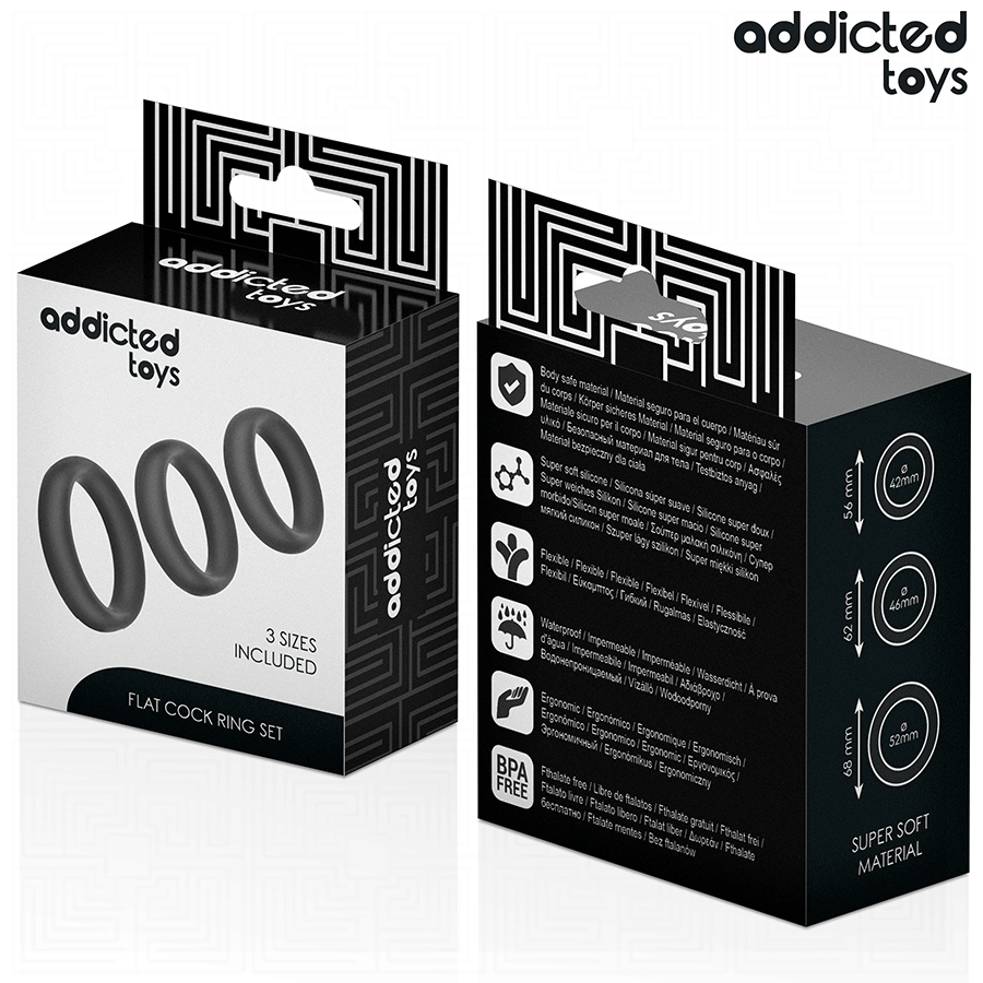 ADDICTED TOYS - CONJUNTO DE ANÉIS PLANOS DE SILICONE