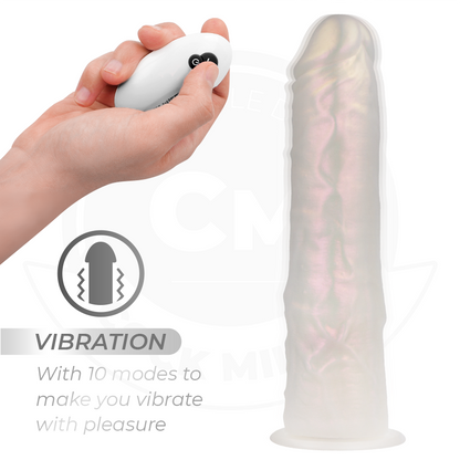 COCK MILLER - DILDO COM VENTOSA, LUZES E VIBRAÇÃO COM CONTROLE REMOTO BRANCO 21,5 CM