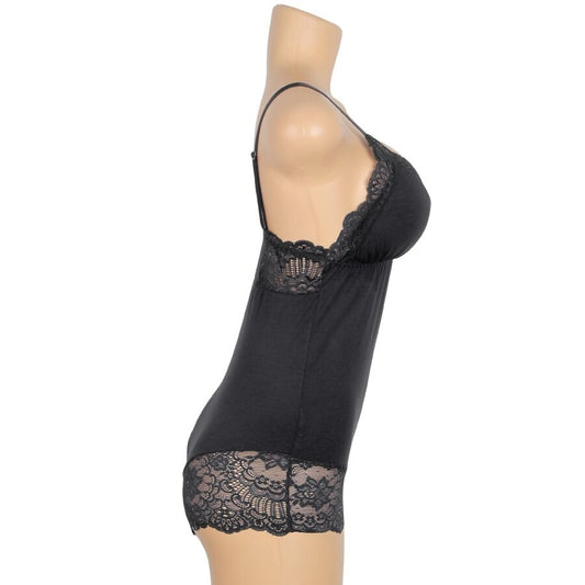 SUBBLIME - BLACK TEDDY FLORAL LACE DETAIL L/XL