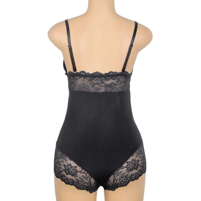 SUBBLIME - BLACK TEDDY FLORAL LACE DETAIL L/XL