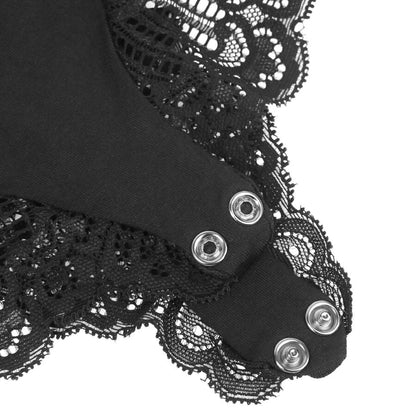SUBBLIME - BLACK TEDDY FLORAL LACE DETAIL L/XL
