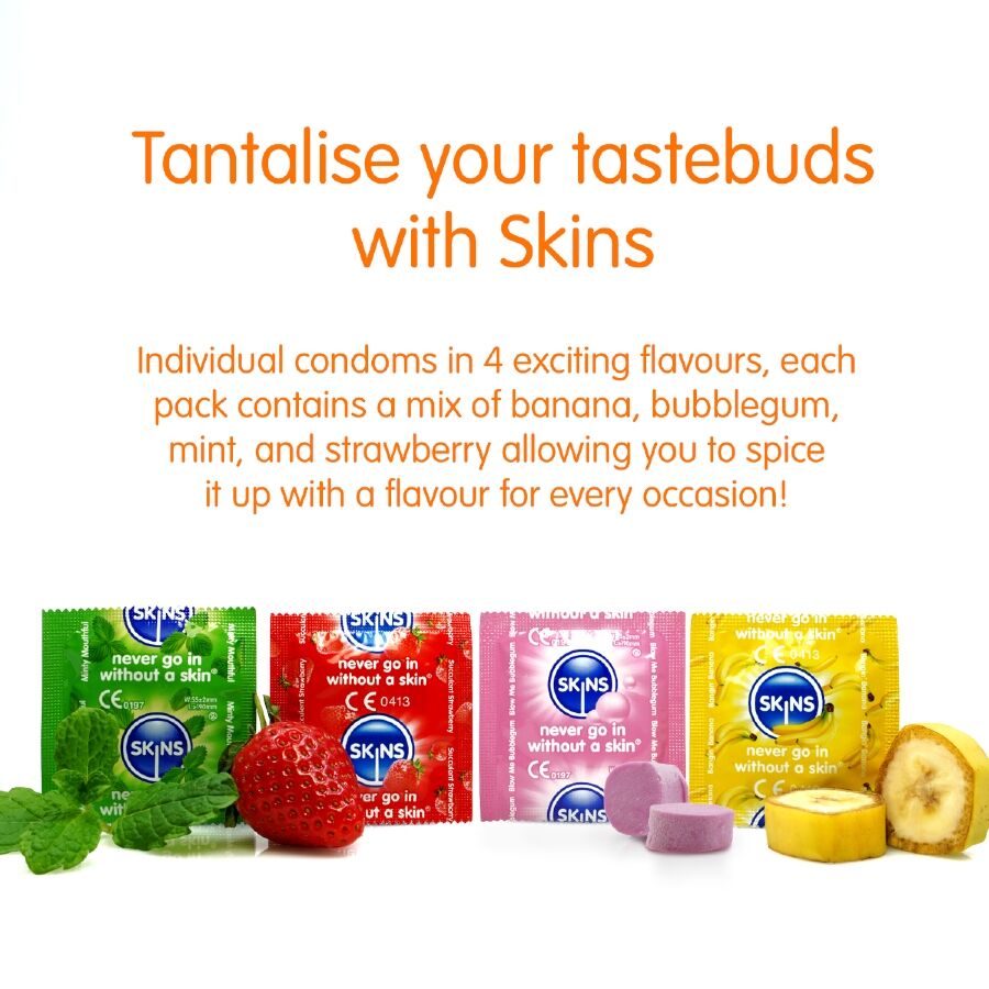 SKINS - PRESERVATIVOS PREMIUM MULTI SABORES PACOTE COM 16
