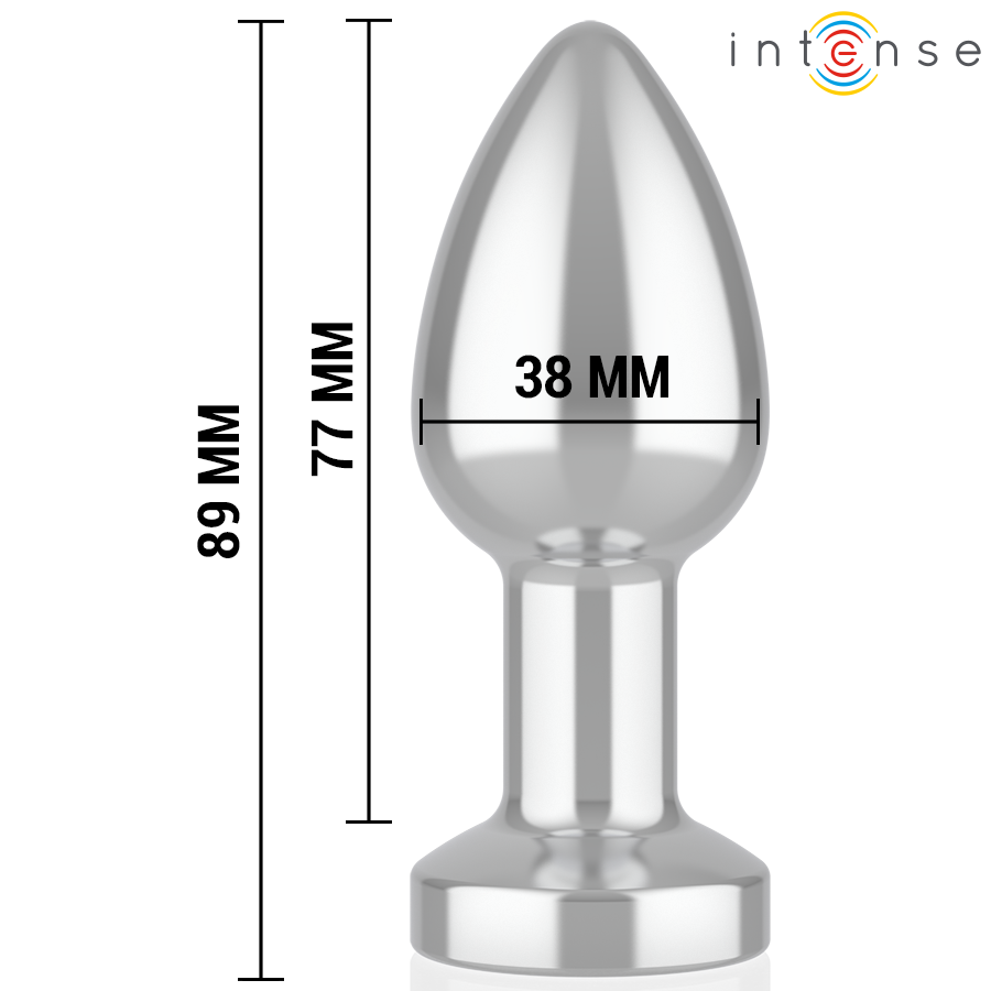 INTENSE - PLUG ANAL DE METAL VIBRANTE COM LUZES LED E CONTROLE REMOTO - TAMANHO M