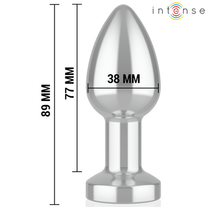 INTENSE - PLUG ANAL DE METAL VIBRANTE COM LUZES LED E CONTROLE REMOTO - TAMANHO M