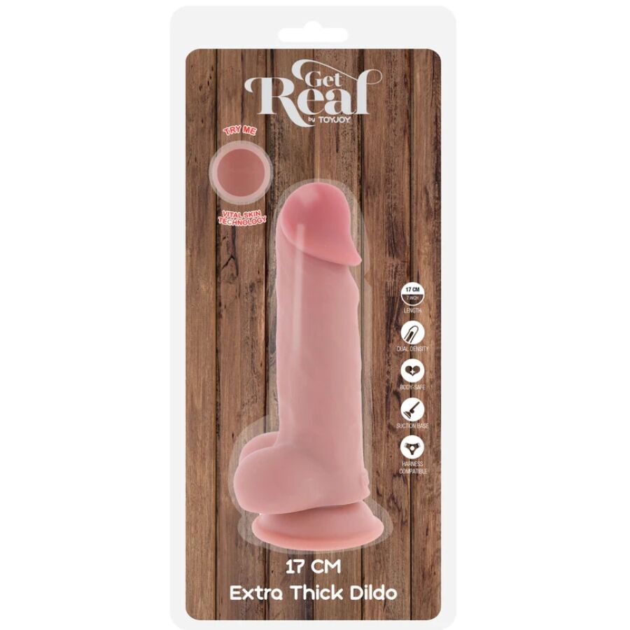 GET REAL - PÊNIS REALISTA DE LUXO COM TESTÍCULOS EXTRA GROSSOS DE 17 CM