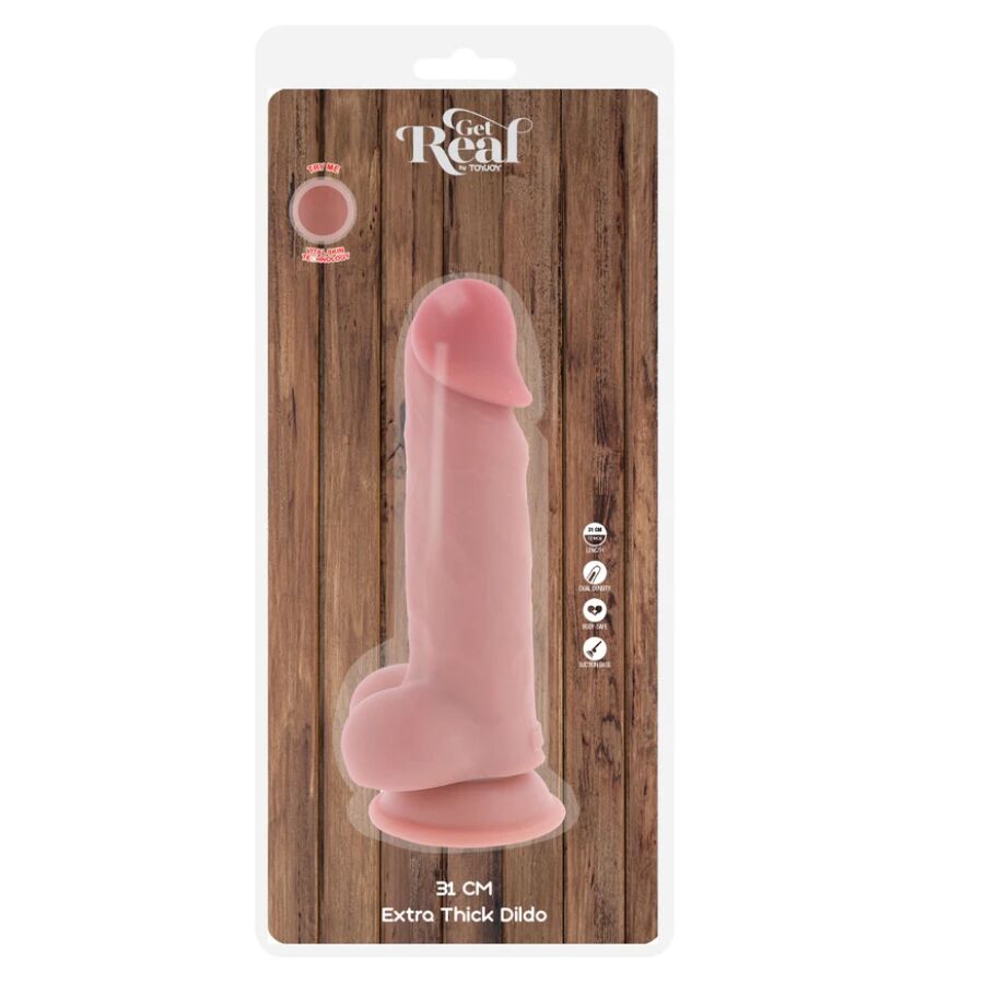 GET REAL - PÊNIS REALISTA DE LUXO COM TESTÍCULOS EXTRA GROSSO DE 31 CM