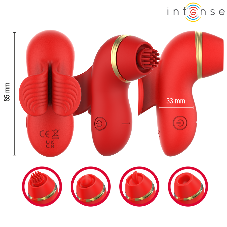 INTENSE - ESTIMULADOR DE PATTY COM 4 PONTAS, SUCÇÃO, TOQUES, CÓCEGAS E LAMBIDAS