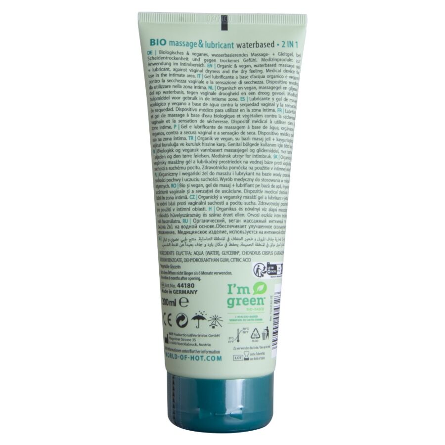 HOT - BIO MASSAGE & LUBRIFICANTE À BASE DE ÁGUA 2 EM 1 200 ML