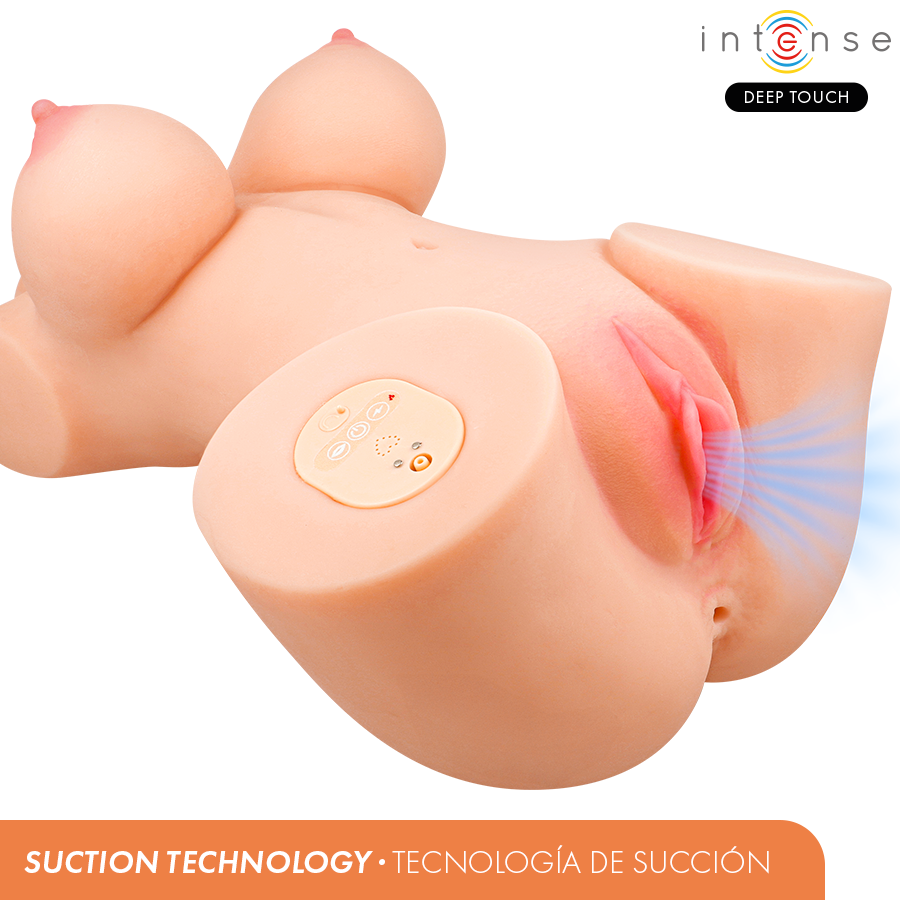 INTENSE DEEP TOUCH - VERO TORSO, VAGINA COM SUCÇÃO, CALOR, VIBRAÇÃO E EFEITOS DE VOZ COM CONTROLE REMOTO 5,5 KG