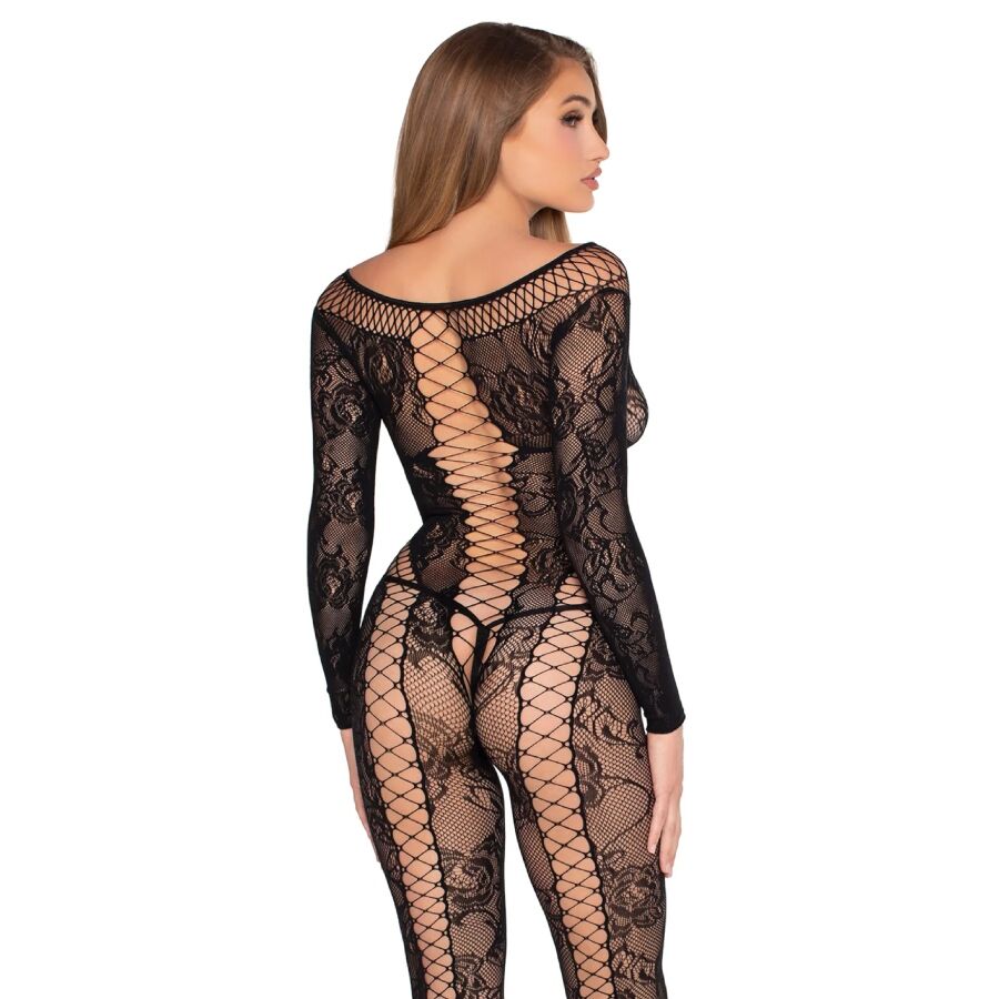 LEG AVENUE - 89369 MACACÃO DE RENDA E TULE PRETO - TAMANHO ÚNICO