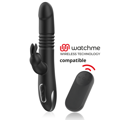 BLACK&SILVER - KENJI VIBRADOR RABBIT UP & DOWN + CONTROLO REMOTO WATCHME