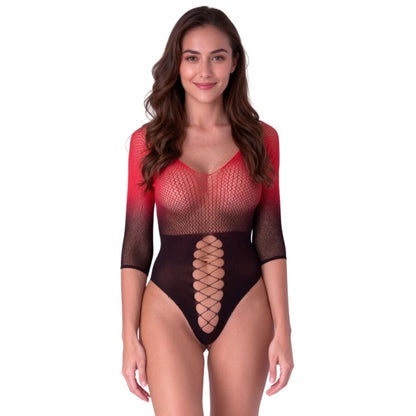 PASSION - BS118 MEIA-CALÇA DE MALHA PRETA E VERMELHA