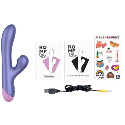 ROMP - PULSE RABBIT VIBRADOR DUPLO PARA PONTO G AZUL ELÉTRICO