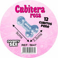 DIABLO PICANTE - 12 PÊNIS DE SILICONE DURO PENDURADOS EM BALDE DE GELO ROSA