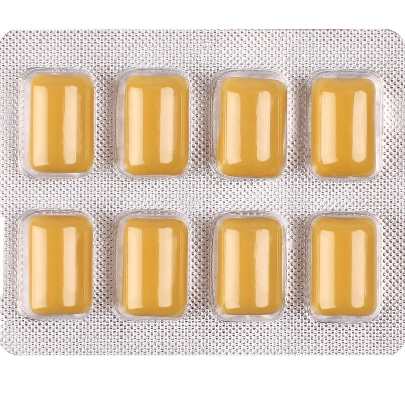 WUG ON - GOMA DE GUARANA FUNCIONAL COM CAFEÍNA, SABOR HORTELÃ E BAUNILHA, CARTELA COM 8 UNIDADES
