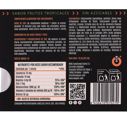 WUG SOLAR - GOMA DE MASCAR FUNCIONAL COM VITAMINAS E ZINCO, SABOR FRUTAS TROPICAIS, EM CARTELA COM 8 UNIDADES