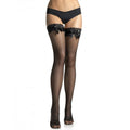 Leg Avenue - Calas De Rede Preta Com Renda Superior E Detalhe De Lao