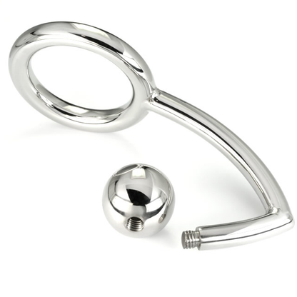 HARD METAL - COCK RING WITH ANAL INTRUDER HOOK 45MM