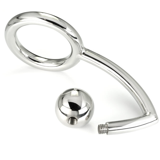 HARD METAL - COCK RING WITH ANAL INTRUDER HOOK 45MM