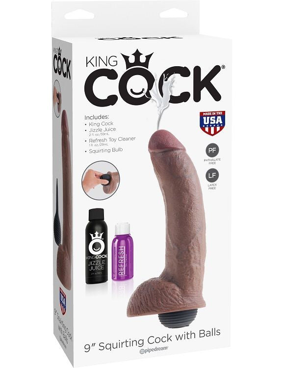 KING COCK - PENE EYACULANTE REALISTA MARRÓN 22,86 CM