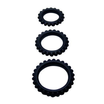 BAILE - TITAN SET DE 3 ANILLOS PARA PENE NEGROS 2.8 + 2.4 + 1.9 CM