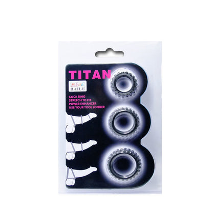 BAILE - TITAN SET DE 3 ANILLOS PARA PENE NEGROS 2.8 + 2.4 + 1.9 CM