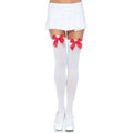 Leg Avenue - Coxas Em Nylon Com Lao Branco / Vermelho