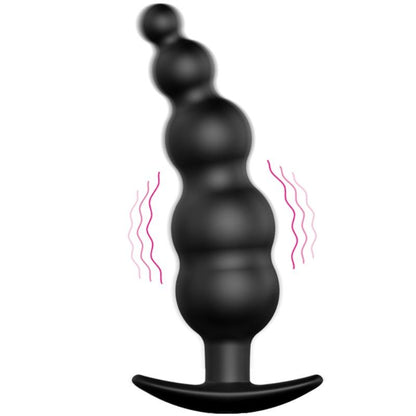 PRETTY LOVE - PLUG ANAL DE SILICONA CON ESTIMULACIÓN EXTRA Y 12 MODOS DE VIBRACIÓN - NEGRO