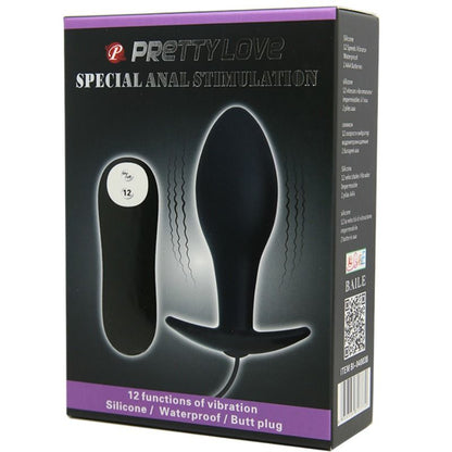 PRETTY LOVE - PLUG ANAL ANCLA FORMA DE SILICONA 12 MODOS DE VIBRACIÓN NEGRO