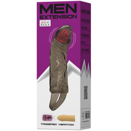 BAILE - PENIS EXTENDER SHEATH WITH VIBRATION AND TESTICLE WIRE 13.5 CM