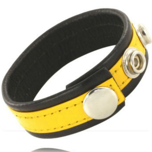CUERPO DE CUERO - CORREA DE CUERO AJUSTABLE PENE AMARILLO-NEGRO