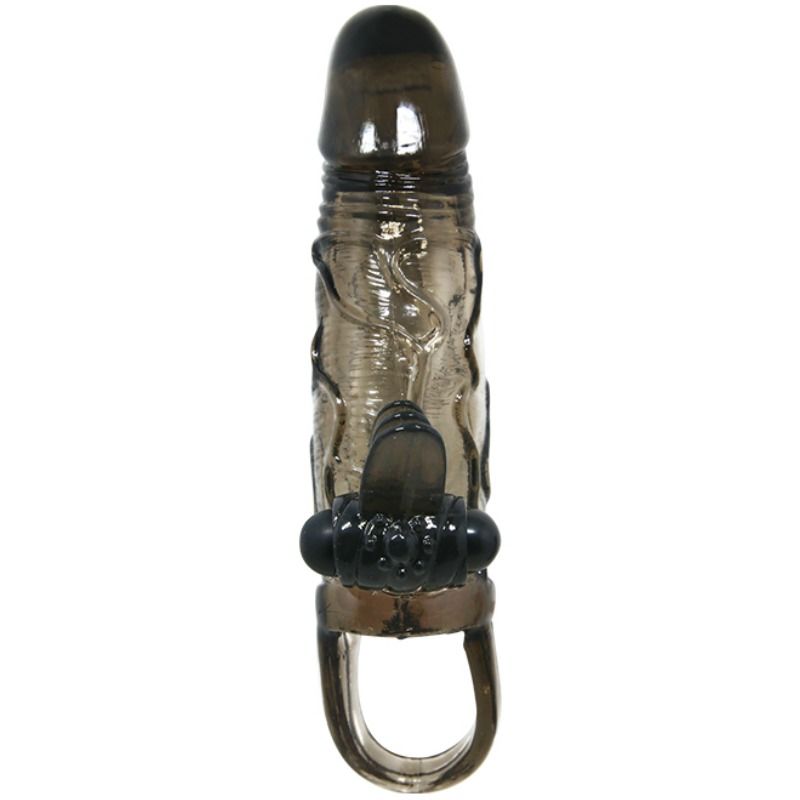 BAILE - BRAVE MAN PENIS COVER WITH CLITORAL AND ANAL STIMULATION DOUBLE BLACK BULLET 16.5 CM