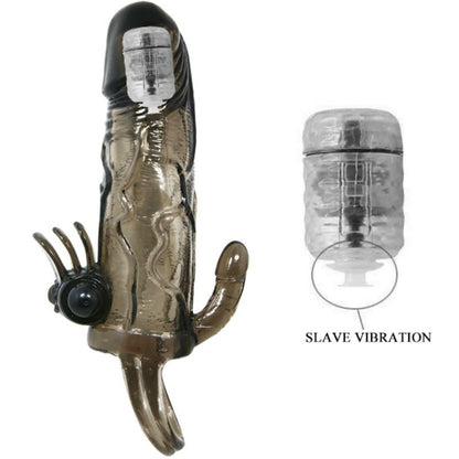 BAILE - BRAVE MAN PENIS COVER WITH CLITORAL AND ANAL STIMULATION DOUBLE BLACK BULLET 16.5 CM