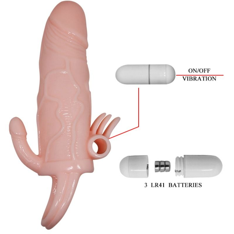 BAILE - BRAVE MAN PENIS COVER WITH CLITORAL AND ANAL STIMULATION 16.5 CM