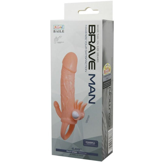 BAILE - BRAVE MAN PENIS COVER WITH CLITORAL AND ANAL STIMULATION 16.5 CM