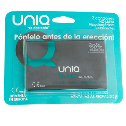 UNIQ - CONDONES PRE-ERECCIÓN INTELIGENTES SIN LÁTEX 3 UNIDADES