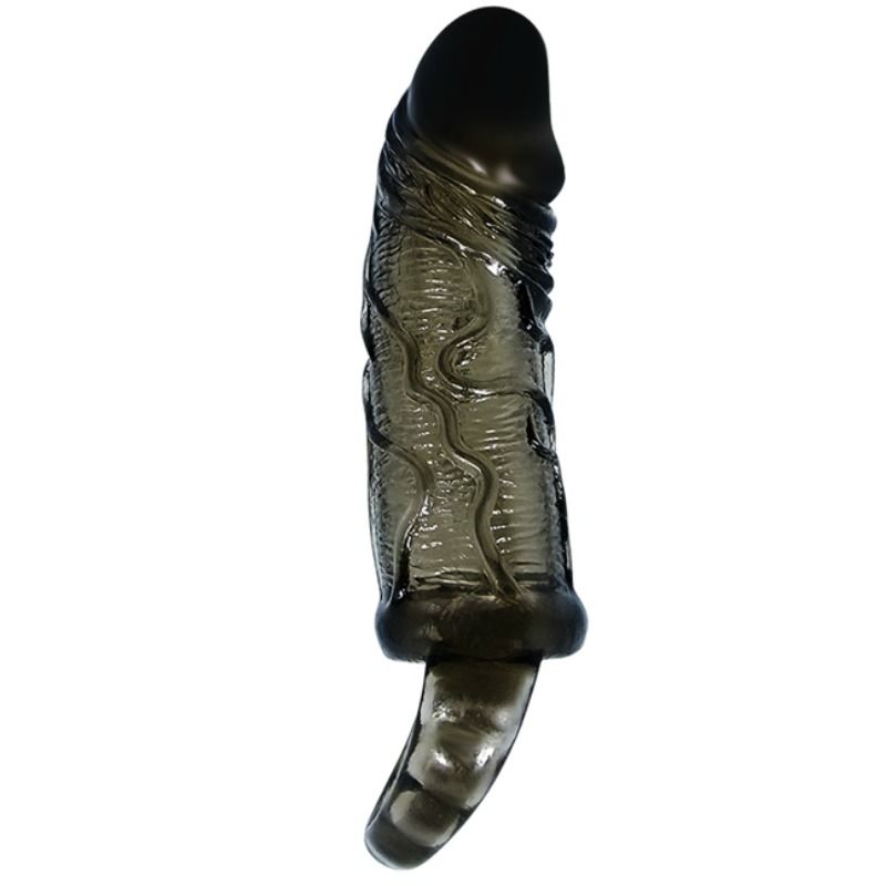 BAILE - BLACK PENIS EXTENDER COVER WITH TESTICLE HANDLE 13.5 CM