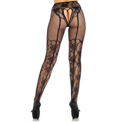 LEG AVENUE - DISEÑO DE MEDIAS FLORES ESPALDA SIN ENTRECIERTO TALLA ÚNICA